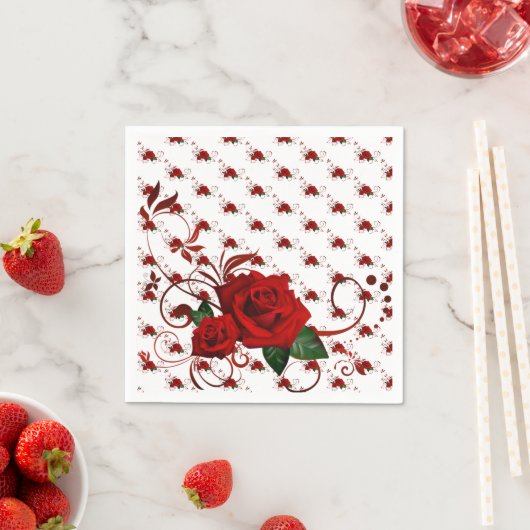 Paper Napkins, Red Rose Floral Servet (Insitu)