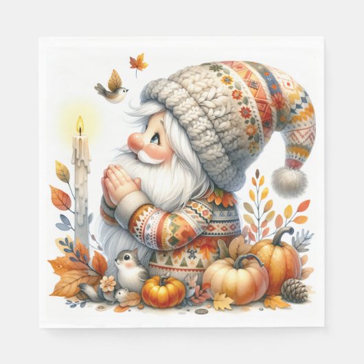 Paper Napkins Thanksgiving Gnome Servet (Voorkant)