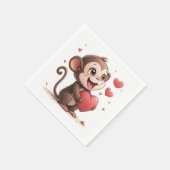 Paper Napkins Valentine's Day Monkey Red Hearts Servet (Hoek)
