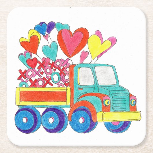 Paper Onderzetter Truck Hearts (Voorkant)