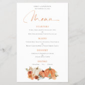 PAPER Oranje Pumpkins Herfst Florals Wedding Menu (Voorkant)