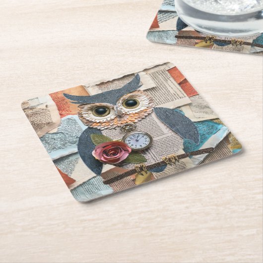 Paper Owl Coaster Kartonnen Onderzetters (Schuin)