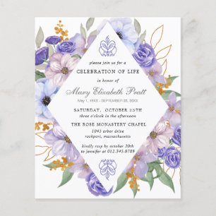 PAPER Paarse Floral - begrafenisuitnodiging Flyer