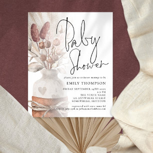 PAPER Pampas Grass Script Baby shower Invite Flyer