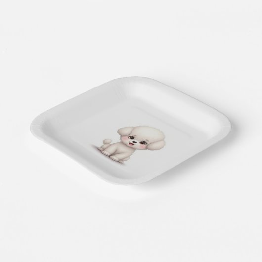 Paper & Party Borden (een leuke Bichon) Papieren Bordje (Gebogen)