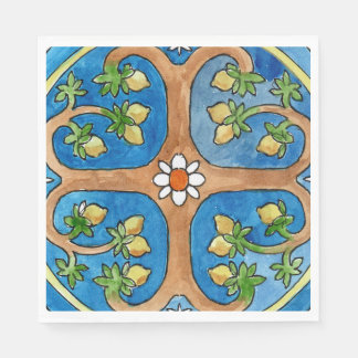 Paper party napkins with lemon tree design servet