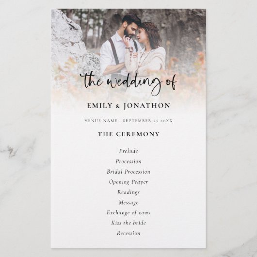 PAPER Photo Moderne Script Wedding Programme Flyer (Voorkant)