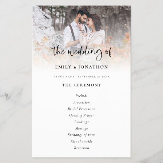 PAPER Photo Moderne Script Wedding Programme Flyer (Voorkant)