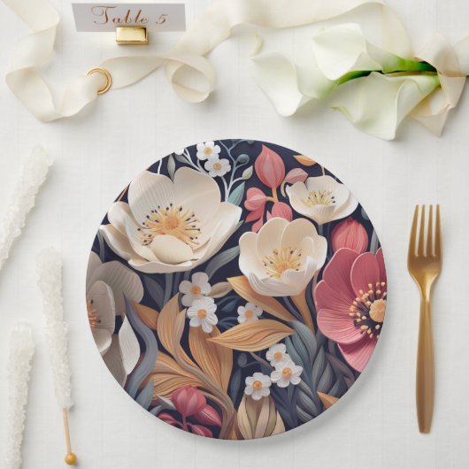 Paper Plate floral wedding/shower Papieren Bordje (Huwelijk)