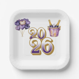 Paper Plate-Happy New Year 2026 Tableware Set Papieren Bordje