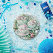 Paper Plate-Pink Victorian Christmas Papieren Bordje (Feest)