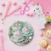 Paper Plate-Pink Victorian Christmas Papieren Bordje (Feest)