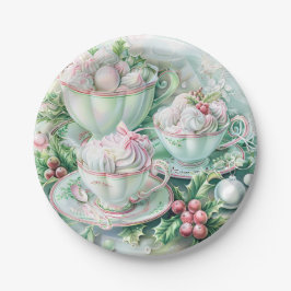 Paper Plate-Pink Victorian Christmas Papieren Bordje