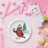 Paper plate with Merry Christmas Robin design Papieren Bordje (Feest)