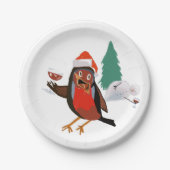 Paper plate with Merry Christmas Robin design Papieren Bordje (Voorkant)