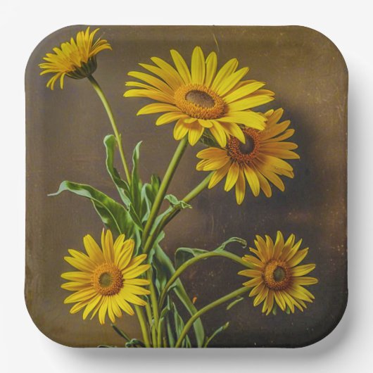 Paper Plate (Yellow Daisies) Papieren Bordje (Voorkant)