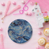 Paper Plates 17,8 cm - Blue & Gold Pattern Papieren Bordje (Feest)