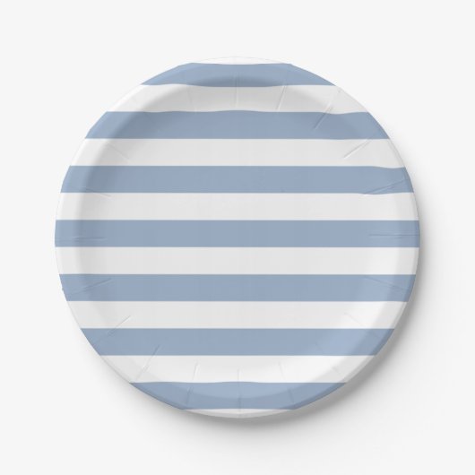 Paper Plates, Blue & White Stripe Birthday Papieren Bordje (Voorkant)