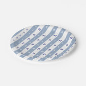 Paper Plates, Blue & White Stripe Birthday Papieren Bordje (Gekanteld)
