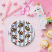 Paper Plates, Blue & White Stripe Birthday Papieren Bordje (Feest)