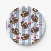Paper Plates, Blue & White Stripe Birthday Papieren Bordje (Voorkant)