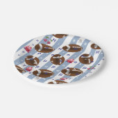 Paper Plates, Blue & White Stripe Birthday Papieren Bordje (Gekanteld)