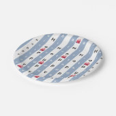 Paper Plates, Blue & White Stripe Birthday Papieren Bordje (Gekanteld)