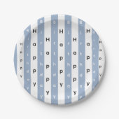 Paper Plates, Blue & White Stripe Birthday Papieren Bordje (Voorkant)