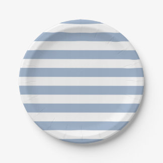 Paper Plates, Blue & White Stripe Birthday Papieren Bordje