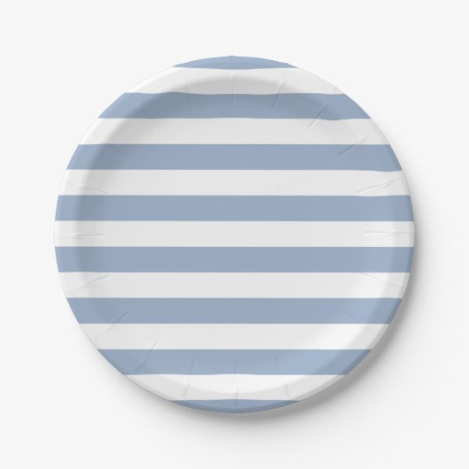 Paper Plates, Blue & White Stripe Birthday Papieren Bordje (Voorkant)