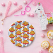 Paper Plates, Blue & White Stripe Chicken Nuggets  Papieren Bordje (Feest)