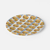 Paper Plates, Blue & White Stripe Chicken Sandwich Papieren Bordje (Gekanteld)