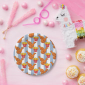 Paper Plates, Blue & White Stripe French Fries Papieren Bordje (Feest)