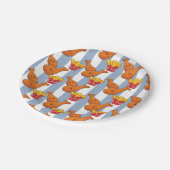 Paper Plates, Blue & White Stripe French Fries Papieren Bordje (Gekanteld)