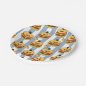 Paper Plates, Blue & White Stripe Hotdog Hamburger Papieren Bordje (Gekanteld)