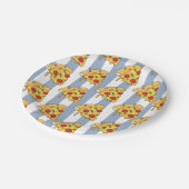 Paper Plates, Blue & White Stripe Pizza Cheese Papieren Bordje (Gekanteld)
