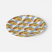 Paper Plates, Blue & White Stripe Tacos Papieren Bordje (Gekanteld)