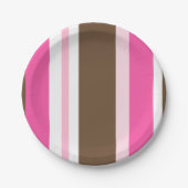 Paper Plates Brown & Pink Stripe Papieren Bordje (Voorkant)
