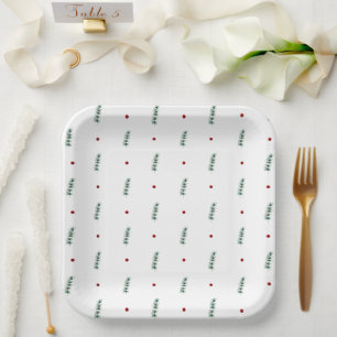 Paper Plates - Christmas Winter Floral Pattern Papieren Bordje