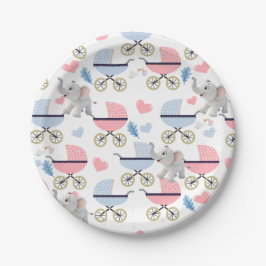 Paper Plates, Elephant Baby Strollers Stork Papieren Bordje