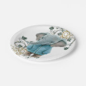 Paper Plates, Floral Blue Elephant  Papieren Bordje (Gekanteld)