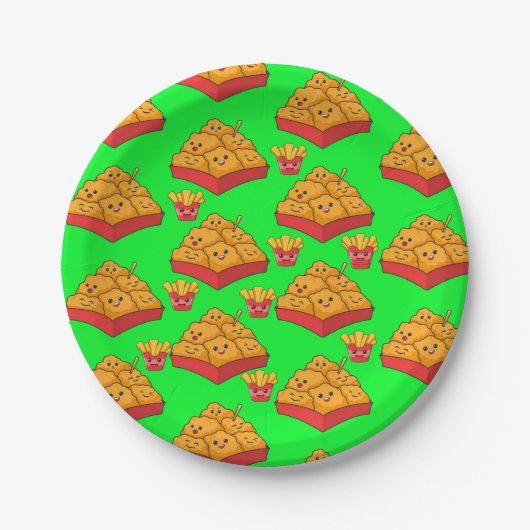 Paper Plates, Green Chicken Nuggets  Papieren Bordje (Voorkant)