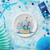 Paper Plates, Happy Blue Elephant Papieren Bordje (Feest)