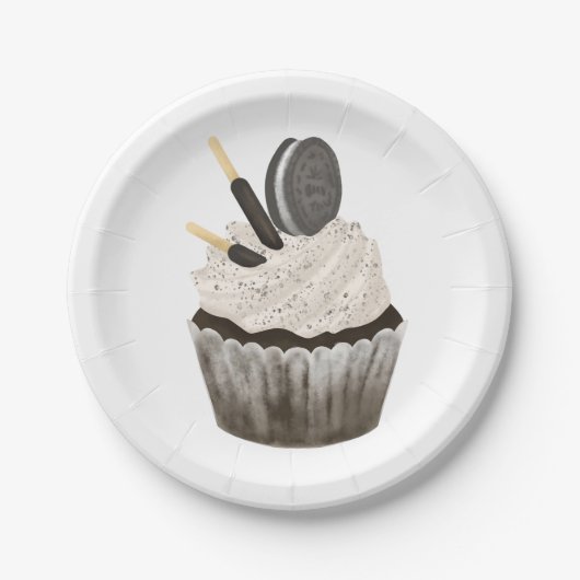 Paper Plates, Oreo Birthday Cupcake  Papieren Bordje (Voorkant)