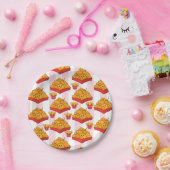 Paper Plates, Pink & White Stripe Chicken Nuggets  Papieren Bordje (Feest)