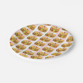 Paper Plates, Pink & White Stripe Chicken Sandwich Papieren Bordje (Gekanteld)