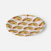 Paper Plates, Pink & White Stripe Tacos Papieren Bordje (Gekanteld)