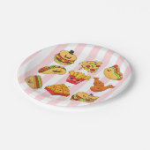 Paper Plates, Pink & White Tacos Stripe  Papieren Bordje (Gekanteld)