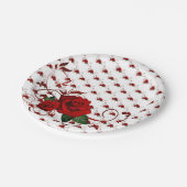 Paper Plates,  Red Rose Floral Papieren Bordje (Gekanteld)