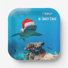 Paper plates, Shark Christmas Papieren Bordje